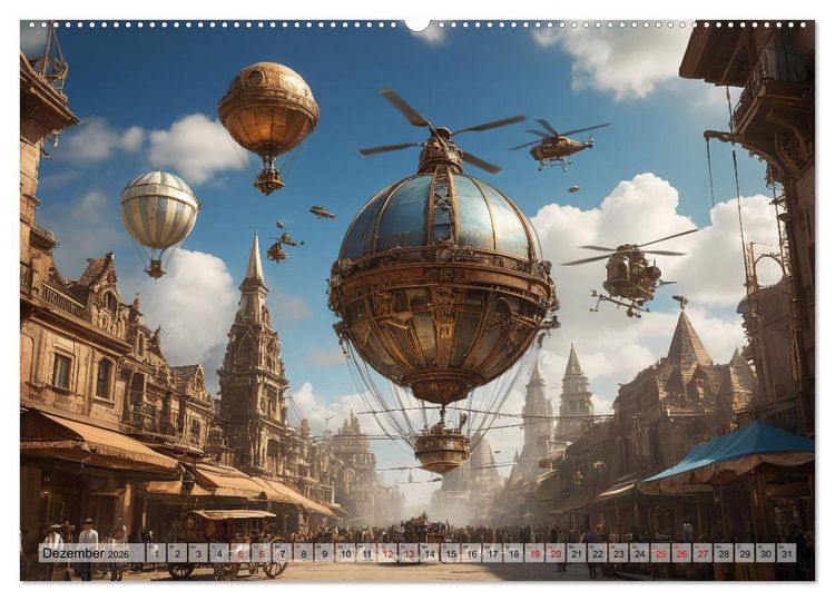 Produktbild: Steampunk - fantastische Flugger&auml;te (Wandkalender 2026 DIN A2 quer), CALVENDO Monatskalender