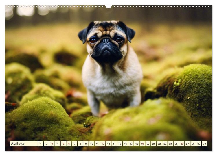 Produktbild: M&ouml;pse - quirlige Charmebolzen (hochwertiger Premium Wandkalender 2026 DIN A2 quer), Kunstdruck in Hochglanz
