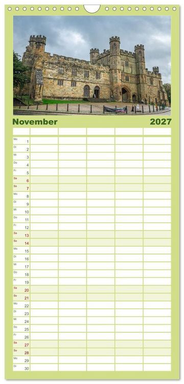Produktbild: Familienplaner 2027 - Burgen und Schl&ouml;sser in England mit 5 Spalten (Wandkalender, 21 x 45 cm) CALVENDO