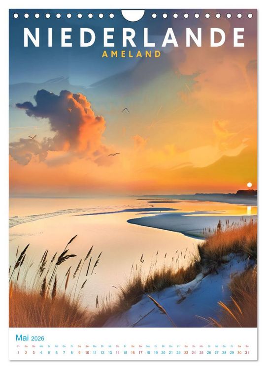 Produktbild: Niederlande - Old School Poster Style (Wandkalender 2026 DIN A4 hoch), CALVENDO Monatskalender