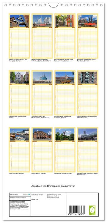 Produktbild: Familienplaner 2026 - Ansichten von Bremen und Bremerhaven mit 5 Spalten (Wandkalender, 21 x 45 cm) CALVENDO