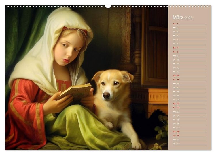 Produktbild: Dame mit Hund (Wandkalender 2026 DIN A2 quer), CALVENDO Monatskalender