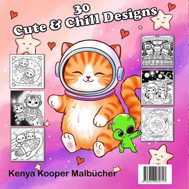 Produktbild: Katzen Malbuch - Cozy Malbuch - Space Cats: Katzen im Weltraum Cute & Chill S&uuml;&szlig;es Malbuch