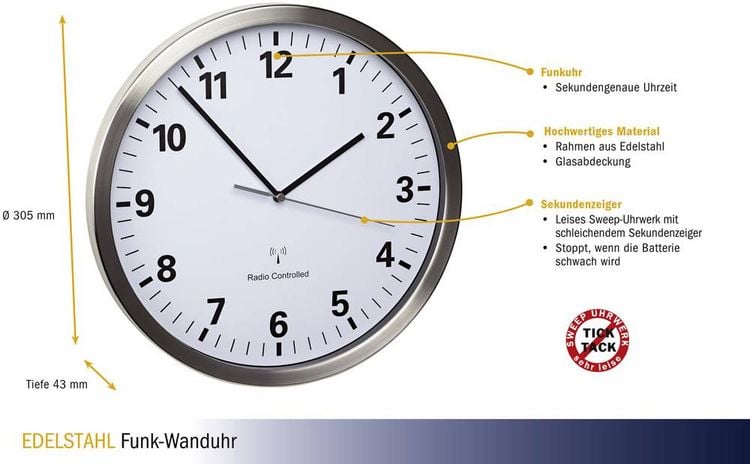 Aluminium Rahmen Tfa Dostmann Analoge Funkwanduhr TFA Analoge Funk