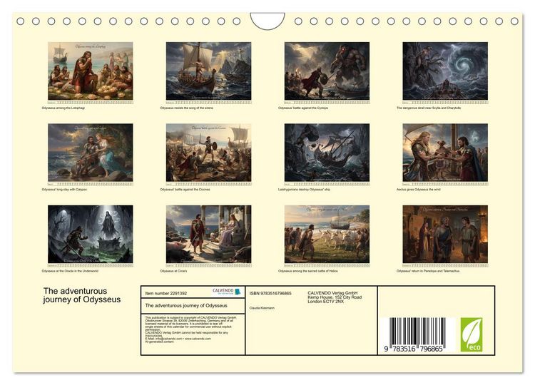 Produktbild: The adventurous journey of Odysseus (Wall Calendar 2027 DIN A4 landscape), CALVENDO 12 Month Wall Calendar