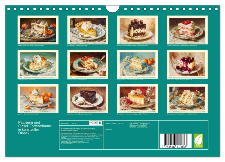 Produktbild: Pattiserie und Pinsel. Tortentr&auml;ume in kunstvoller &Ouml;loptik (Wandkalender 2026 DIN A4 quer), CALVENDO Monatskalender