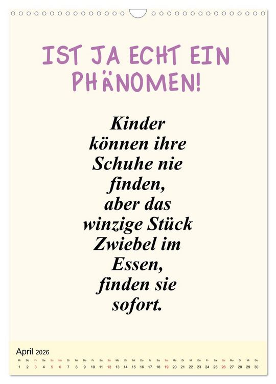 Produktbild: Spr&uuml;che-Kalender. Lustiges f&uuml;r die Familie! (Wandkalender 2026 DIN A3 hoch), CALVENDO Monatskalender