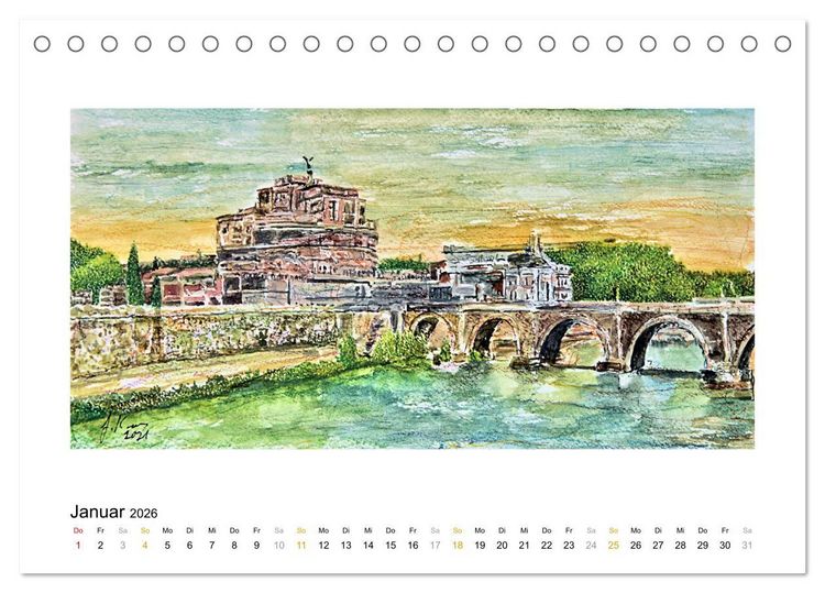 Produktbild: ROM In stillen Aquarellen (Tischkalender 2026 DIN A5 quer), CALVENDO Monatskalender