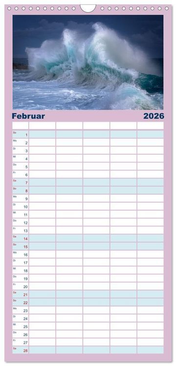Produktbild: Familienplaner 2026 - Wellen Konzert mit 5 Spalten (Wandkalender, 21 x 45 cm) CALVENDO