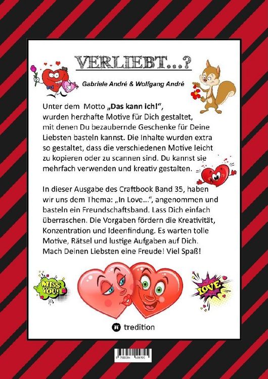 Produktbild: CRAFTBOOK - VERLIEBT - LIEBE MOTIVE - FREUNDSCHAFTSBAND - BASTELN - R&Auml;TSEL - AUSMALVORLAGEN - AUFGABEN - HERZEN