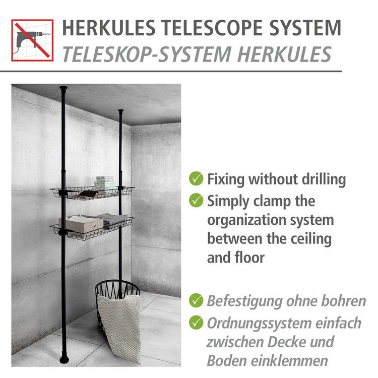 Produktbild: Korb Mod. Herkules Schwarz 2er Set, passend zum Teleskop-System Herkules