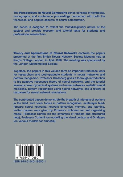 Produktbild: Theory and Applications of Neural Networks