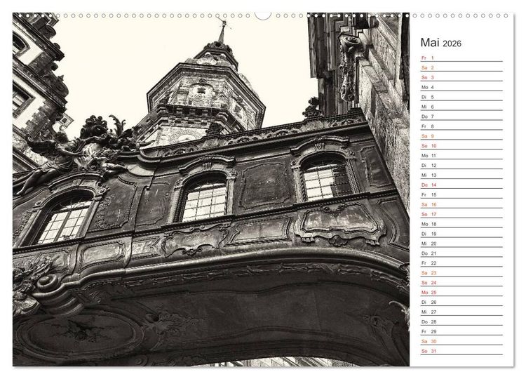 Produktbild: Dresden Schwarz-Wei&szlig; (Wandkalender 2026 DIN A2 quer), CALVENDO Monatskalender
