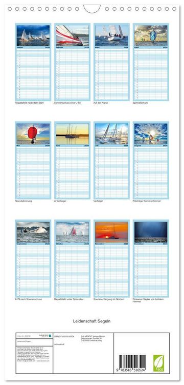 Produktbild: Familienplaner 2026 - Leidenschaft Segeln mit 5 Spalten (Wandkalender, 21 x 45 cm) CALVENDO