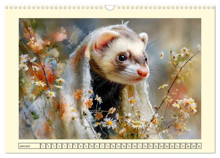 Produktbild: Frettchen. Kleine Wusel im Cottage-Garten (Wandkalender 2027 DIN A3 quer), CALVENDO Monatskalender