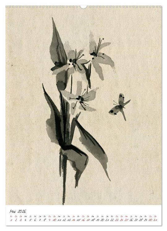 Produktbild: Sumi-e Kunst im japanischen Stil (hochwertiger Premium Wandkalender 2026 DIN A2 hoch), Kunstdruck in Hochglanz