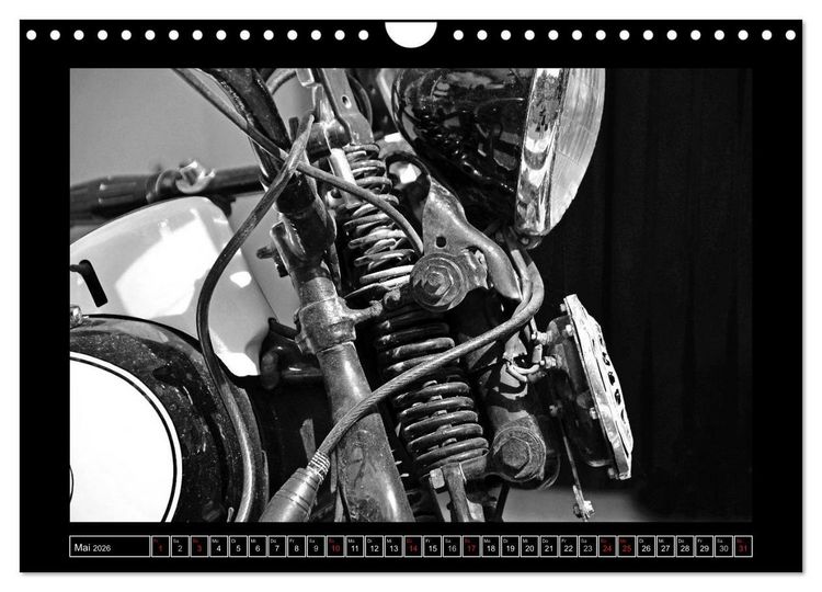 Produktbild: Harley Davidson WLA 750 in Schwarzweiss (Wandkalender 2026 DIN A4 quer), CALVENDO Monatskalender