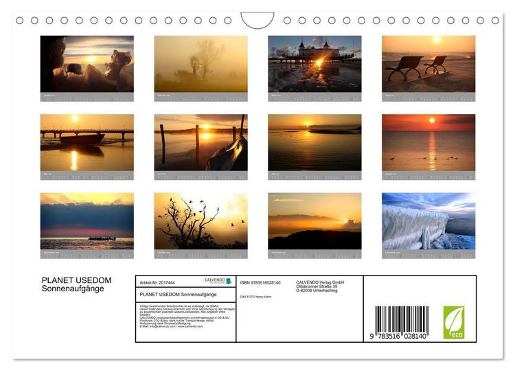 Produktbild: PLANET USEDOM Sonnenaufg&auml;nge (Wandkalender 2026 DIN A4 quer), CALVENDO Monatskalender