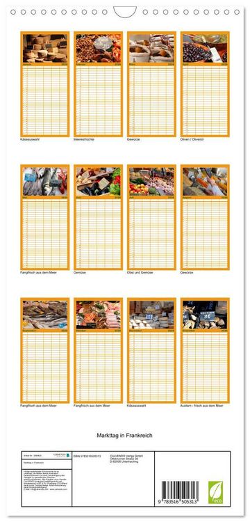 Produktbild: Familienplaner 2026 - Markttag in Frankreich mit 5 Spalten (Wandkalender, 21 x 45 cm) CALVENDO