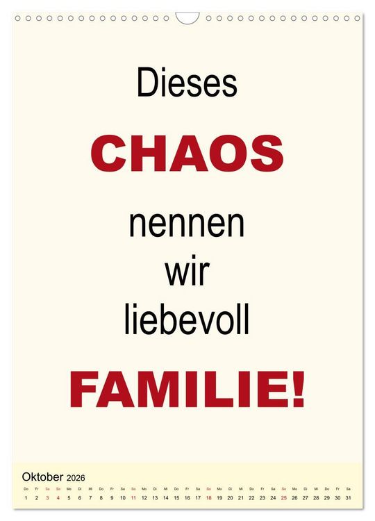 Produktbild: Spr&uuml;che-Kalender. Lustiges f&uuml;r die Familie! (Wandkalender 2026 DIN A3 hoch), CALVENDO Monatskalender