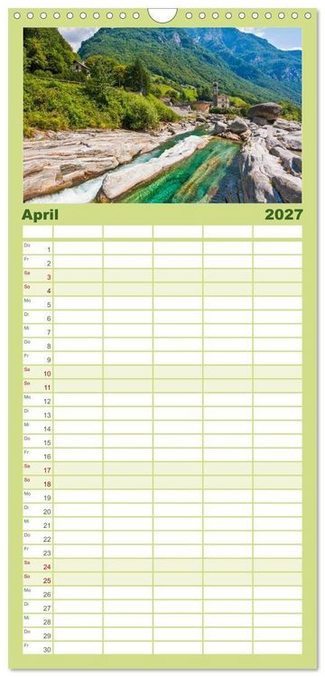 Produktbild: Familienplaner 2027 - TESSIN Werner Dieterich mit 5 Spalten (Wandkalender, 21 x 45 cm) CALVENDO