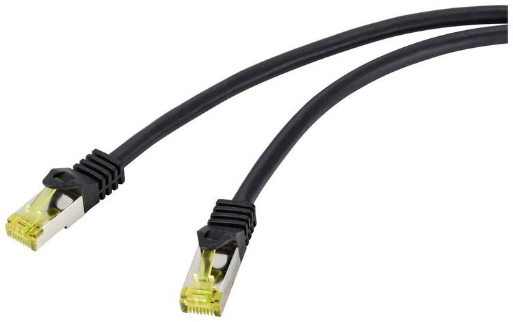 Produktbild: Renkforce RF-4995164 RJ45 Patchkabel CAT 6a (Rohkabel CAT 7) S/FTP 5.00 m Schwarz TPE-Mantel, Flexibel, Flammwidrig 1 St.