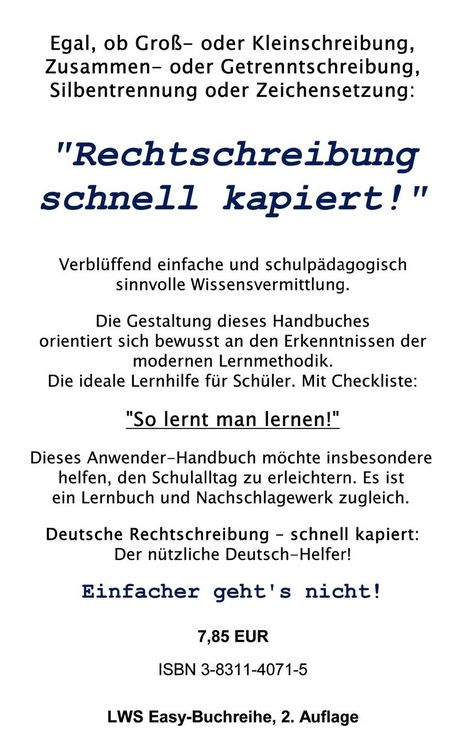 Produktbild: Deutsche Rechtschreibung - schnell kapiert!
