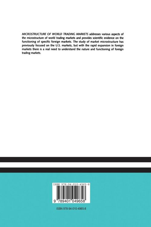 Produktbild: Microstructure of World Trading Markets