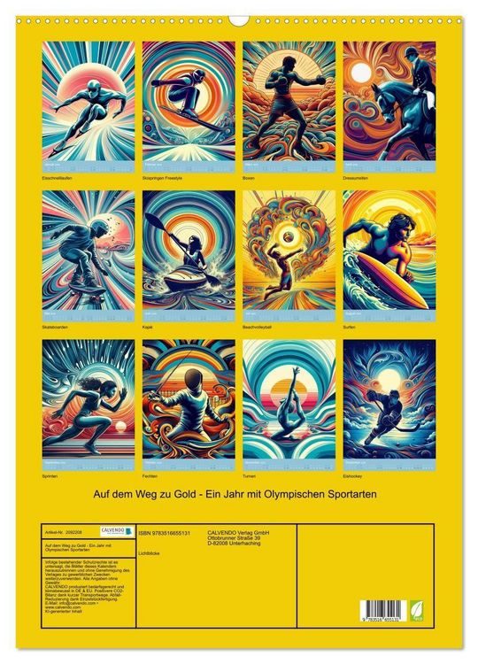 Produktbild: Auf dem Weg zu Gold - Ein Jahr mit Olympischen Sportarten (Wandkalender 2026 DIN A2 hoch), CALVENDO Monatskalender