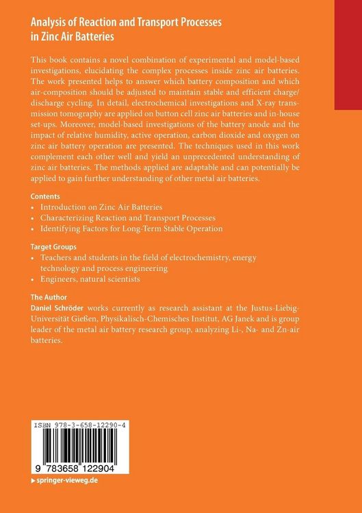 Produktbild: Analysis of Reaction and Transport Processes in Zinc Air Batteries