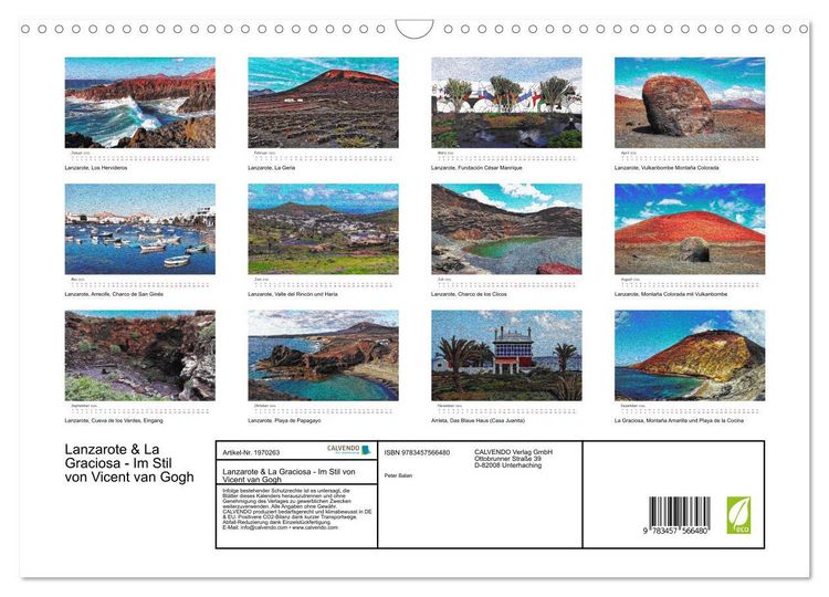 Produktbild: Lanzarote & La Graciosa - Im Stil von Vicent van Gogh (Wandkalender 2026 DIN A3 quer), CALVENDO Monatskalender