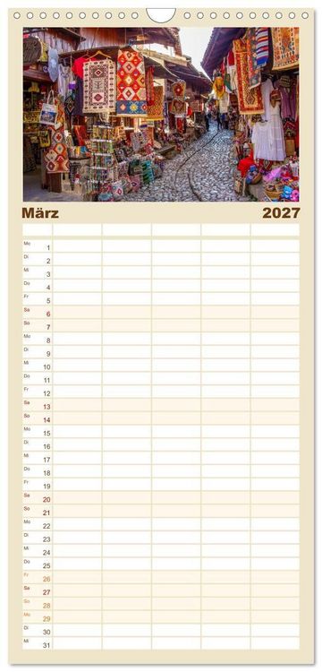 Produktbild: Familienplaner 2027 - Durr&euml;s und Kruja &ndash; Sch&auml;tze Albaniens mit 5 Spalten (Wandkalender, 21 x 45 cm) CALVENDO