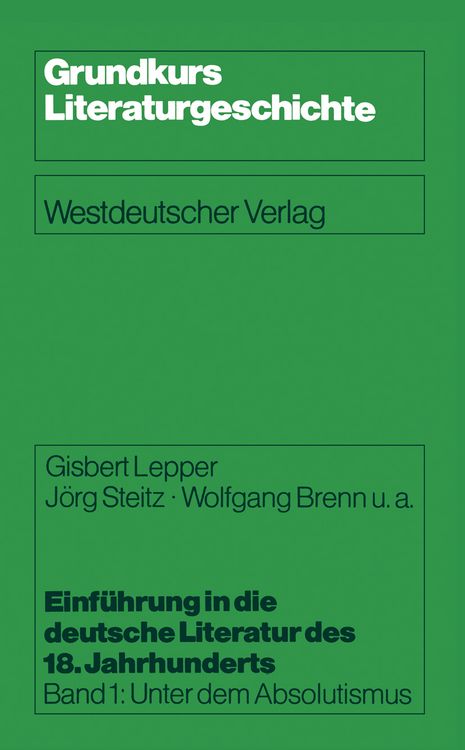 Produktbild: Einf&uuml;hrung in die deutsche Literatur des 18. Jahrhunderts