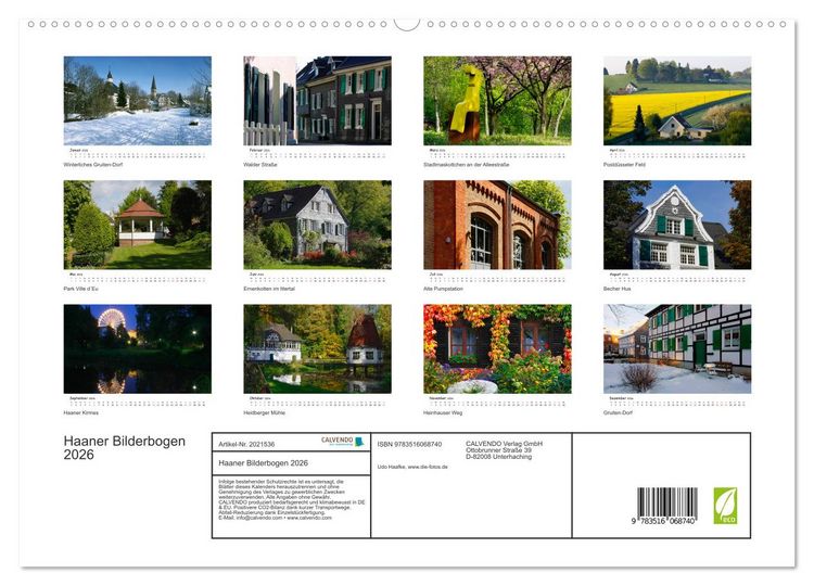 Produktbild: Haaner Bilderbogen 2026 (hochwertiger Premium Wandkalender 2026 DIN A2 quer), Kunstdruck in Hochglanz
