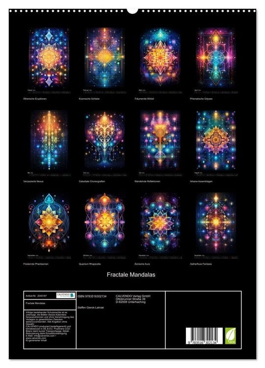 Produktbild: Fractale Mandalas (hochwertiger Premium Wandkalender 2026 DIN A2 hoch), Kunstdruck in Hochglanz