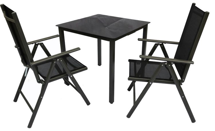Produktbild: 3 tlg Alu Glas Gartenset Tisch Sitzgruppe 80SW