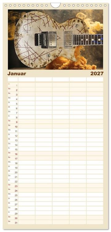 Produktbild: Familienplaner 2027 - Traumgitarren - the Sound of Rock mit 5 Spalten (Wandkalender, 21 x 45 cm) CALVENDO