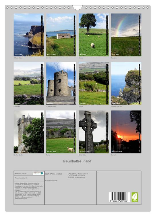 Produktbild: Traumhaftes Irland (Wandkalender 2026 DIN A3 hoch), CALVENDO Monatskalender