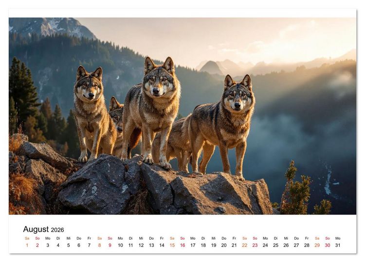 Produktbild: Im Reich der W&ouml;lfe (Wandkalender 2026 DIN A2 quer), CALVENDO Monatskalender