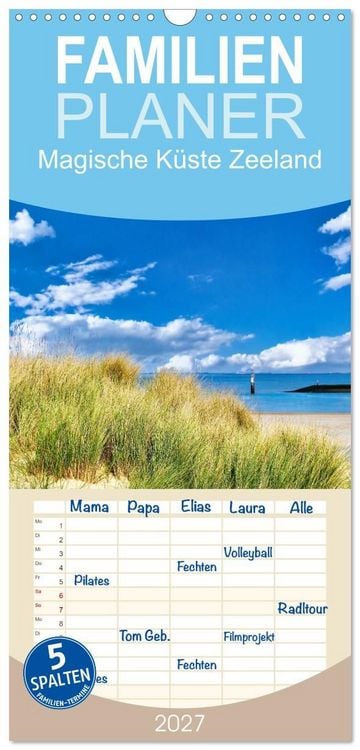 Produktbild: Familienplaner 2027 - Magische K&uuml;ste Zeeland mit 5 Spalten (Wandkalender, 21 x 45 cm) CALVENDO