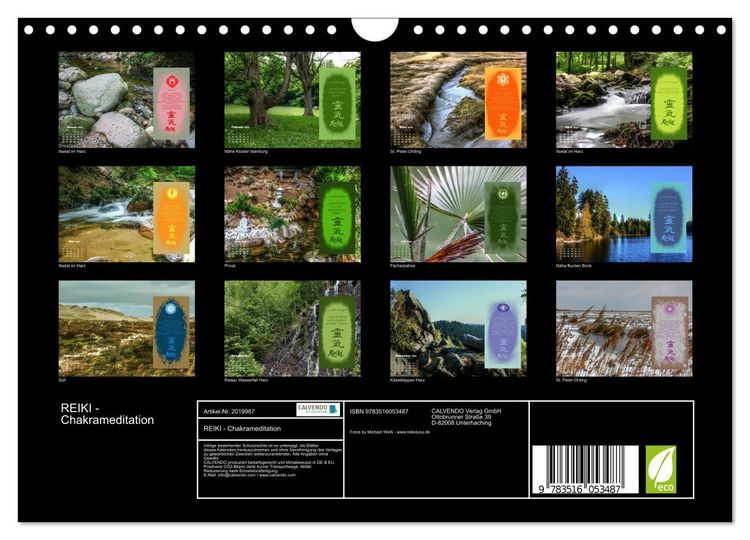 Produktbild: REIKI - Chakrameditation (Wandkalender 2026 DIN A4 quer), CALVENDO Monatskalender