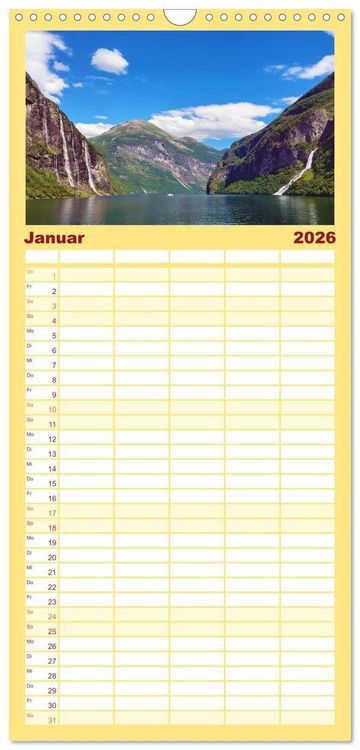 Produktbild: Familienplaner 2026 - Mit Hurtigruten zum Nordkap mit 5 Spalten (Wandkalender, 21 x 45 cm) CALVENDO