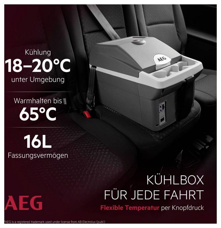 Produktbild: AEG Bordbar BK16 K&uuml;hlbox & Heizbox Thermoelektrisch 12 V/DC Grau 16 l <Max/> 20 &deg;C unter Umgebungstemperatur