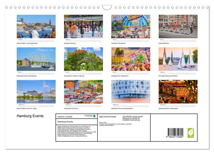 Produktbild: Hamburg Events (Wandkalender 2027 DIN A3 quer), CALVENDO Monatskalender