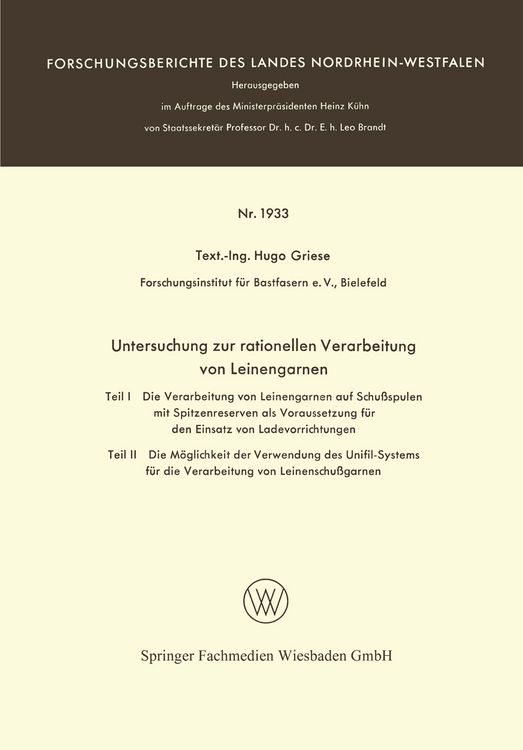 Produktbild: Untersuchung zur rationellen Verarbeitung von Leinengarnen