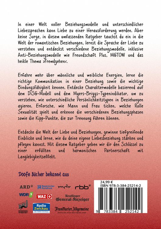Produktbild: Beziehungsdoof - Dein Schl&uuml;ssel zu erf&uuml;llten Beziehungen: Ein umfassender Ratgeber zu Liebessprachen, Beziehungsmodellen und den Geheimnissen der roma