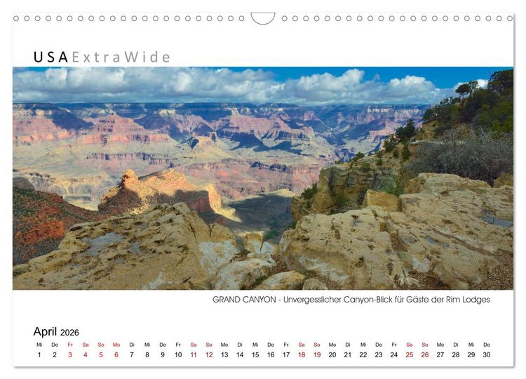 Produktbild: GRAND CANYON Panoramabilder (Wandkalender 2026 DIN A3 quer), CALVENDO Monatskalender