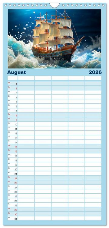 Produktbild: Familienplaner 2026 - Abenteuer Spielzeugland rund ums Wasser mit 5 Spalten (Wandkalender, 21 x 45 cm) CALVENDO