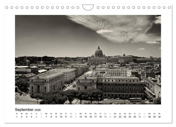 Produktbild: Rom in schwarz - weiss (Wandkalender 2026 DIN A4 quer), CALVENDO Monatskalender