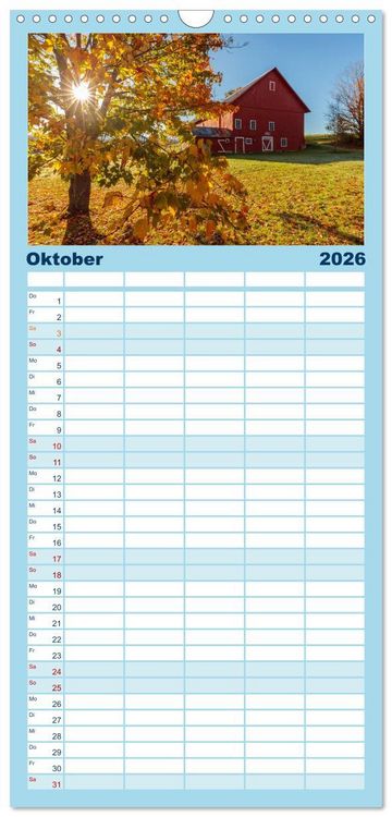 Produktbild: Familienplaner 2026 - NEUENGLAND - Eine Reise durch den Nordosten der USA mit 5 Spalten (Wandkalender, 21 x 45 cm) CALVENDO